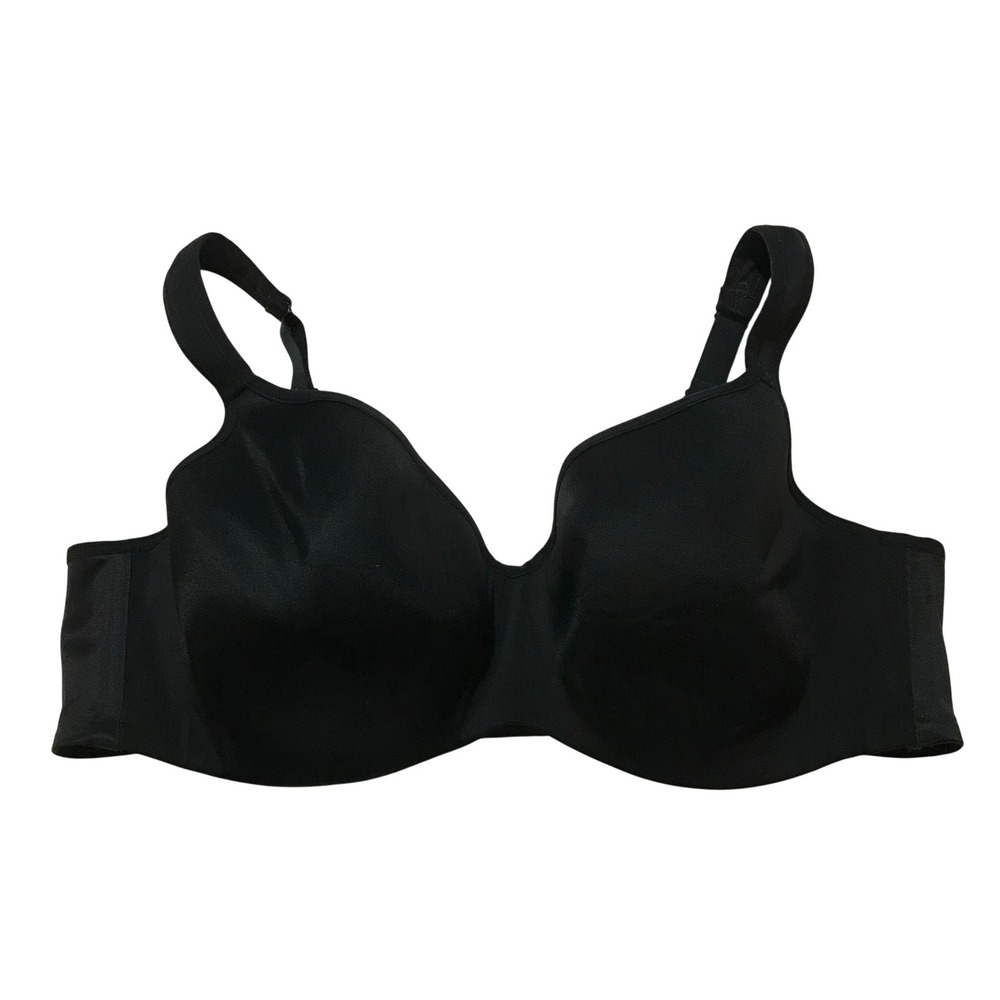 Cacique Smooth Lightly Lined Balconette Bra Black Underwire Plus Size 46C